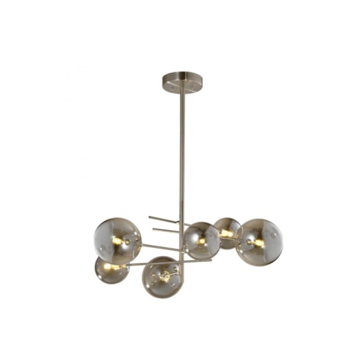 PENDENTE RIO METAL E VIDRO NÍQUEL E FUMÊ 6XG9 | BELLA ILUMINAÇÃO RZ002 PENDENTE RIO METAL E VIDRO NÍQUEL E FUMÊ 6XG9 | BELLA ILUMINAÇÃO RZ002