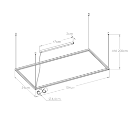 PENDENTE RISK RETANGULAR 2XMR11 54W 3000K 50X100CM | BELLA ITALIA PE14708