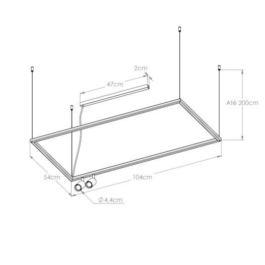 PENDENTE RISK RETANGULAR 2XMR11 54W 3000K 50X100CM | BELLA ITALIA PE14708