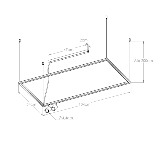 PENDENTE RISK RETANGULAR 2XMR11 54W 4000K 50X100CM | BELLA ITALIA PE14709