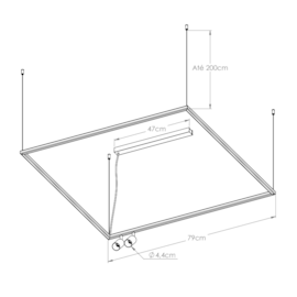 PENDENTE RISK RETANGULAR 2XMR11 54W 4000K 75X75CM | BELLA ITALIA PE14711