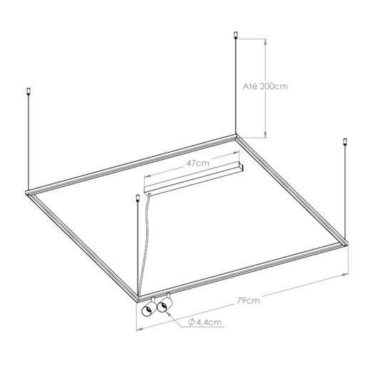 PENDENTE RISK RETANGULAR 2XMR11 54W 4000K 75X75CM | BELLA ITALIA PE14711