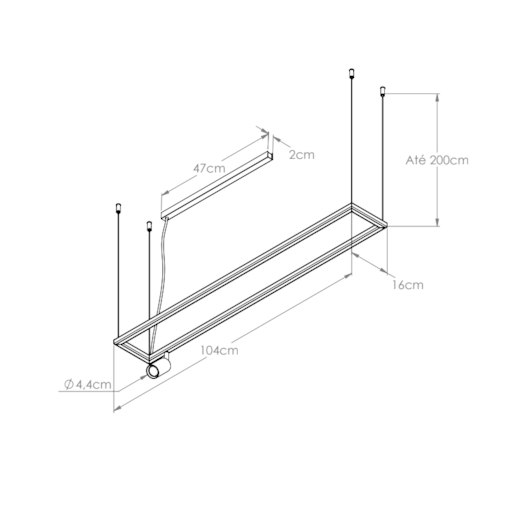 PENDENTE RISK RETANGULAR 2XMR11 58W 3000K 15X150CM | BELLA ITALIA PE14702