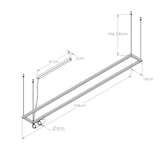 PENDENTE RISK RETANGULAR 2XMR11 58W 4000K 15X150CM | BELLA ITALIA PE14703