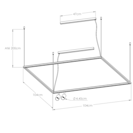 PENDENTE RISK RETANGULAR 2XMR11 81W 3000K 100X100CM | BELLA ITALIA PE14714