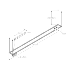 PENDENTE RISK RETANGULAR 4XMR11 76W 3000K 15X200CM | BELLA ITALIA PE14704