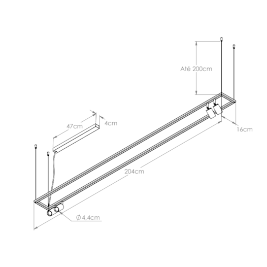 PENDENTE RISK RETANGULAR 4XMR11 76W 3000K 15X200CM | BELLA ITALIA PE14704