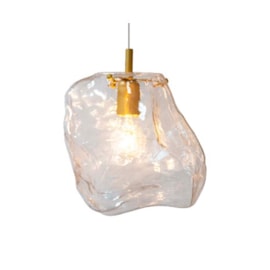 PENDENTE ROCCIA 1XE27 BULBO MAX 40W 30X28X26CM VIDRO E METAL TRANSPARENTE E DOURADO | BELLA ILUMINAÇÃO ROC1PD01DR20