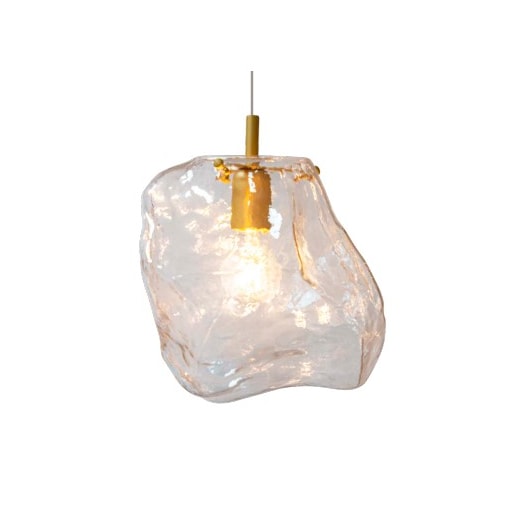 PENDENTE ROCCIA 1XE27 BULBO MAX 40W 30X28X26CM VIDRO E METAL TRANSPARENTE E DOURADO | BELLA ILUMINAÇÃO ROC1PD01DR20