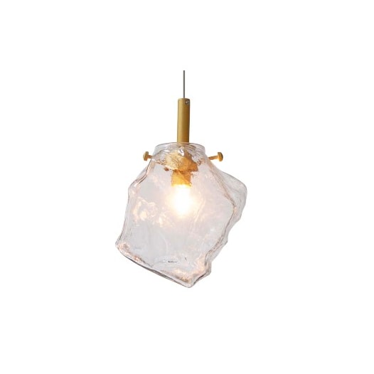 PENDENTE ROCCIA 1XG9 HALOPIN MAX 28W 17X14X19CM VIDRO E METAL TRANSPARENTE E DOURADO | BELLA ILUMINAÇÃO ROC1PD01DR10