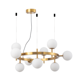 PENDENTE ROMAI CIN Ø80X180CM METAL E VIDRO DOURADO | NORDECOR 2277 PENDENTE ROMAI CIN Ø80X180CM METAL E VIDRO DOURADO | NORDECOR 2277