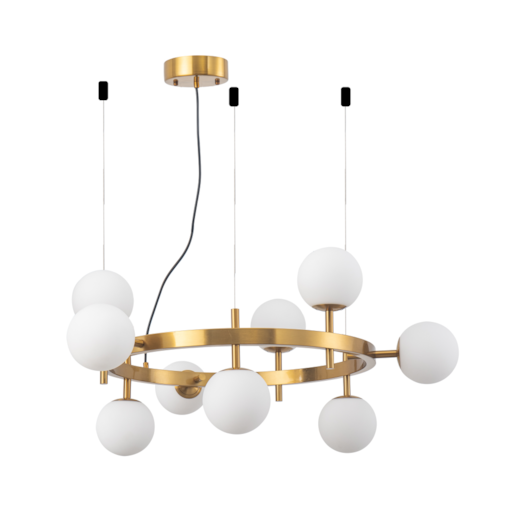 PENDENTE ROMAI CIN Ø80X180CM METAL E VIDRO DOURADO | NORDECOR 2277