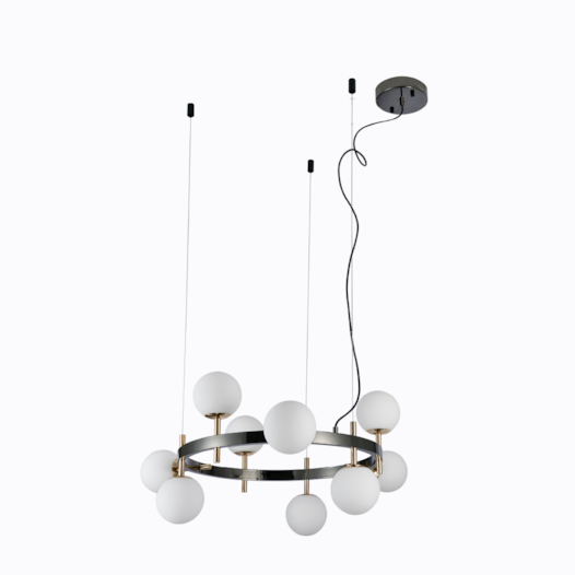 PENDENTE ROMAI CIN Ø80X180CM METAL E VIDRO ONIX E DOURADO | NORDECOR 2197 PENDENTE ROMAI CIN Ø80X180CM METAL E VIDRO ONIX E DOURADO | NORDECOR 2197