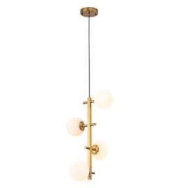 PENDENTE ROMAI DESA Ø24X50CM METAL E VIDRO DOURADO | NORDECOR 2274