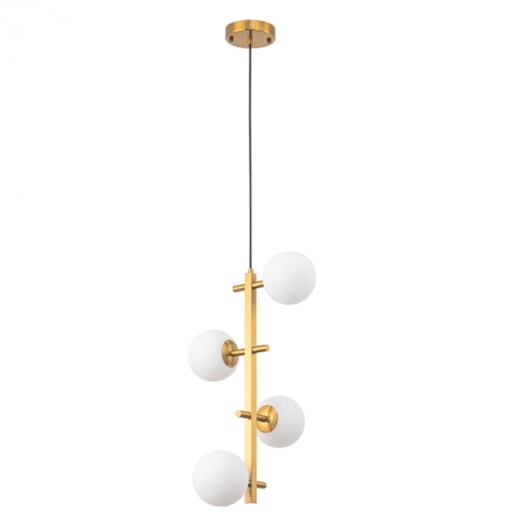 PENDENTE ROMAI DESA Ø24X50CM METAL E VIDRO DOURADO | NORDECOR 2274