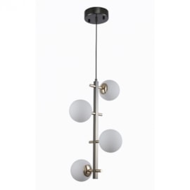 PENDENTE ROMAI DESA Ø24X50CM METAL E VIDRO ONIX E DOURADO | NORDECOR 2194