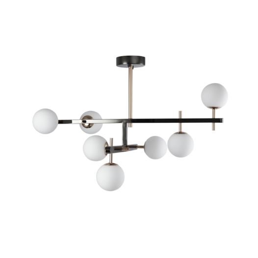 PENDENTE ROMAI ORI 85X50CM METAL E VIDRO ONIX E DOURADO | NORDECOR 2195