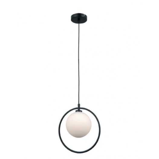 PENDENTE SFERA METAL E VIDRO PRETO E BRANCO 1XG9 | BELLA ILUMINAÇÃO SQ011B