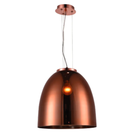 PENDENTE SONG 1XE27 BIVOLT 30X34CM METAL E VIDRO COBRE | BELLA ILUMINAÇÃO OD019B