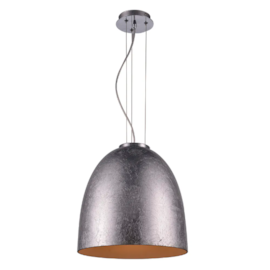 PENDENTE SONG 1XE27 BIVOLT 40X42CM PRATA METAL E VIDRO | BELLA ILUMINAÇÃO OD020A