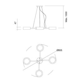 PENDENTE SPINNER 4X PCI LED 5W Ø605X47MM | USINA 16580/4