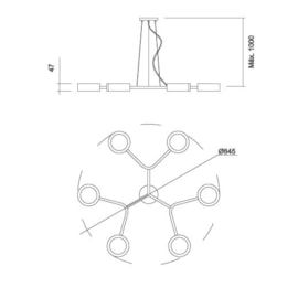 PENDENTE SPINNER 6X PCI LED 5W | USINA 16580/6