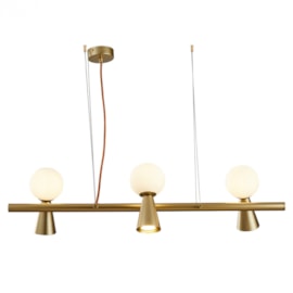 PENDENTE TEAS 3 DICROICA PAR16 3 HALOPIN 20X80CM METAL E VIDRO DOURADO FOSCO | NORDECOR 2467