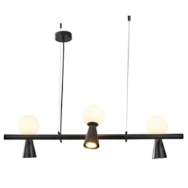 PENDENTE TEAS 3 DICROICA PAR16 3 HALOPIN 20X80CM METAL E VIDRO PRETO | NORDECOR 2468