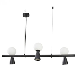 PENDENTE TEAS 3 DICROICA PAR16 3 HALOPIN 20X80CM METAL E VIDRO PRETO | NORDECOR 2468