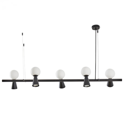 PENDENTE TEAS 5 DICROICA PAR16 5 HALOPIN 20X120CM METAL E VIDRO PRETO | NORDECOR 2470 PENDENTE TEAS 5 DICROICA PAR16 5 HALOPIN 20X120CM METAL E VIDRO PRETO | NORDECOR 2470