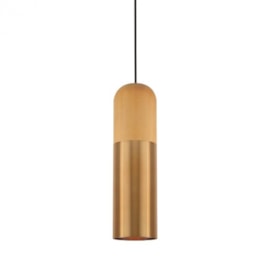 PENDENTE TIMBER Ø7,6X27CM MADEIRA E METAL | TKS 1955