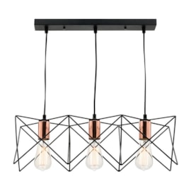 PENDENTE TINE 55X19X18CM METAL PRETO COM DETALHE EM COBRE | STUDIOLUCE WHITE PD644 PENDENTE TINE 55X19X18CM METAL PRETO COM DETALHE EM COBRE | STUDIOLUCE WHITE PD644