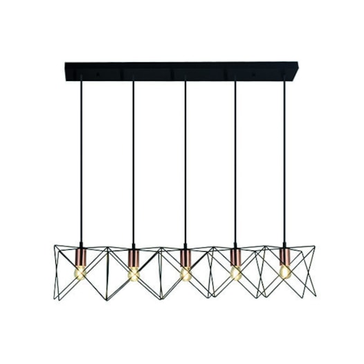 PENDENTE TINE 92X20CM METAL PRETO COM DETALHE EM COBRE | STUDIOLUCE WHITE PD645 PENDENTE TINE 92X20CM METAL PRETO COM DETALHE EM COBRE | STUDIOLUCE WHITE PD645