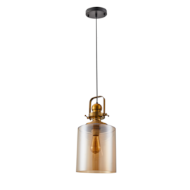 PENDENTE TION VAS Ø23X46CM VIDRO E METAL OURO FOSCO E ÂMBAR | NORDECOR 2581