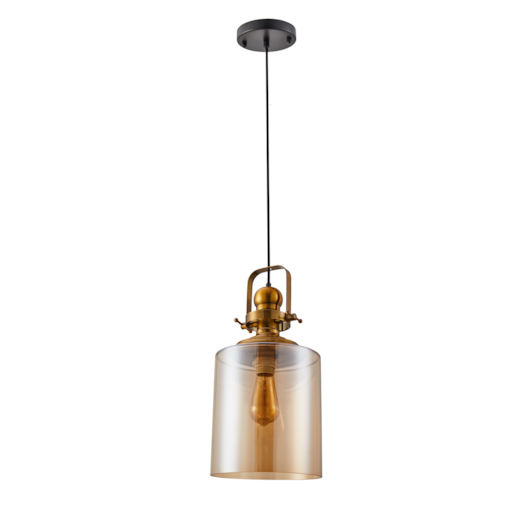 PENDENTE TION VAS Ø23X46CM VIDRO E METAL OURO FOSCO E ÂMBAR | NORDECOR 2581