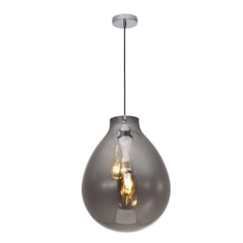 PENDENTE TOMMY Ø40X52CM METAL E VIDRO CROMADO E FUMÊ | SKYLIGHT SKY-3039FM PENDENTE TOMMY Ø40X52CM METAL E VIDRO CROMADO E FUMÊ | SKYLIGHT SKY-3039FM