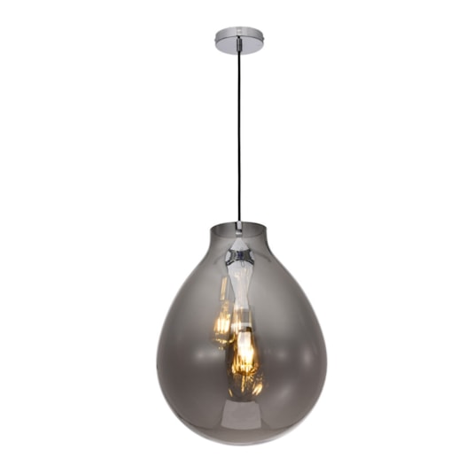 PENDENTE TOMMY Ø40X52CM METAL E VIDRO CROMADO E FUMÊ | SKYLIGHT SKY-3039FM PENDENTE TOMMY Ø40X52CM METAL E VIDRO CROMADO E FUMÊ | SKYLIGHT SKY-3039FM