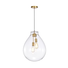 PENDENTE TOMMY Ø40X52CM METAL E VIDRO DOURADO E TRANSPARENTE | SKYLIGHT SKY-3039TM