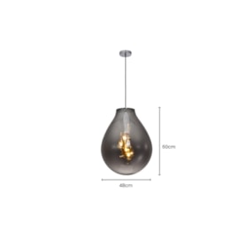 PENDENTE TOMMY Ø48X60CM METAL E VIDRO CROMADO E FUMÊ | SKYLIGHT SKY-3039FG PENDENTE TOMMY Ø48X60CM METAL E VIDRO CROMADO E FUMÊ | SKYLIGHT SKY-3039FG