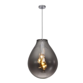 PENDENTE TOMMY Ø48X60CM METAL E VIDRO CROMADO E FUMÊ | SKYLIGHT SKY-3039FG PENDENTE TOMMY Ø48X60CM METAL E VIDRO CROMADO E FUMÊ | SKYLIGHT SKY-3039FG