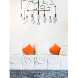 PENDENTE TRACE Ø97X105CM METAL PRETO COM DETALHE EM COBRE | STUDIOLUCE WHITE QPD1355 PENDENTE TRACE Ø97X105CM METAL PRETO COM DETALHE EM COBRE | STUDIOLUCE WHITE QPD1355