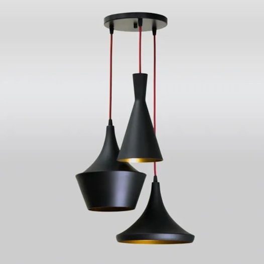 PENDENTE TRIPLO CONE CHAPEU PAPEY PINTURA AÇO/ALUMÍNIO | GOLDEN-ART T9080-3PI PENDENTE TRIPLO CONE CHAPEU PAPEY PINTURA AÇO/ALUMÍNIO | GOLDEN-ART T9080-3PI