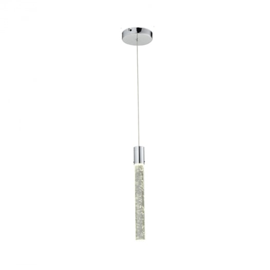 PENDENTE TUBO LED AUSTIN CRISTAL E AÇO CROMADO 5W 4000K | HEVVY 0974 SL-5837L/H1 4K CHR