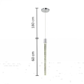 PENDENTE TUBO LED AUSTIN CRISTAL E AÇO CROMADO 5W 4000K  | HEVVY 0996 SL-5837XL/H1 4K CHR