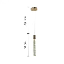PENDENTE TUBO LED AUSTIN CRISTAL E AÇO DOURADO 5W 4000K | HEVVY 0995 SL-5837XL/H1 4K GD PENDENTE TUBO LED AUSTIN CRISTAL E AÇO DOURADO 5W 4000K | HEVVY 0995 SL-5837XL/H1 4K GD
