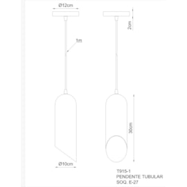 PENDENTE TUBULAR 30 Ø10CM PINTURA AÇO/ALUMÍNIO | GOLDEN-ART T915PI