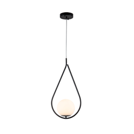 PENDENTE UPUS IN Ø28X50CM METAL E VIDRO PRETO | NORDECOR 2125