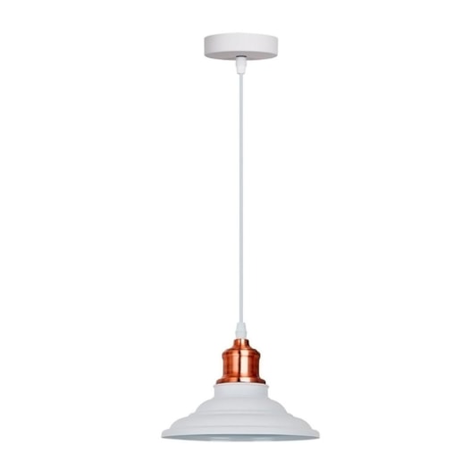 PENDENTE VEGA Ø20X16CM METAL BRANCO COM DETALHE EM METAL COBRE | STUDIOLUCE WHITE QPD1163-BR