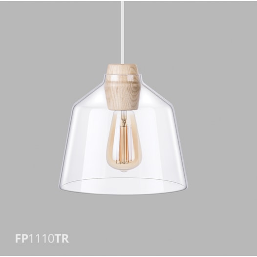 PENDENTE VETRI 1X E27 Ø23X200CM METAL BRANCO/VIDRO TRANSPARENTE/MADEIRA | FLAVO FP1110TR PENDENTE VETRI 1X E27 Ø23X200CM METAL BRANCO/VIDRO TRANSPARENTE/MADEIRA | FLAVO FP1110TR