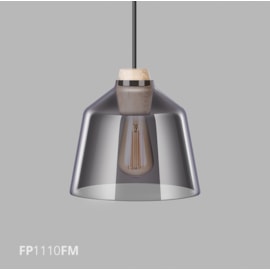 PENDENTE VETRI 1X E27 Ø23X200CM METAL PRETO FOSCO/VIDRO FUMÊ/MADEIRA | FLAVO FP1110FM PENDENTE VETRI 1X E27 Ø23X200CM METAL PRETO FOSCO/VIDRO FUMÊ/MADEIRA | FLAVO FP1110FM